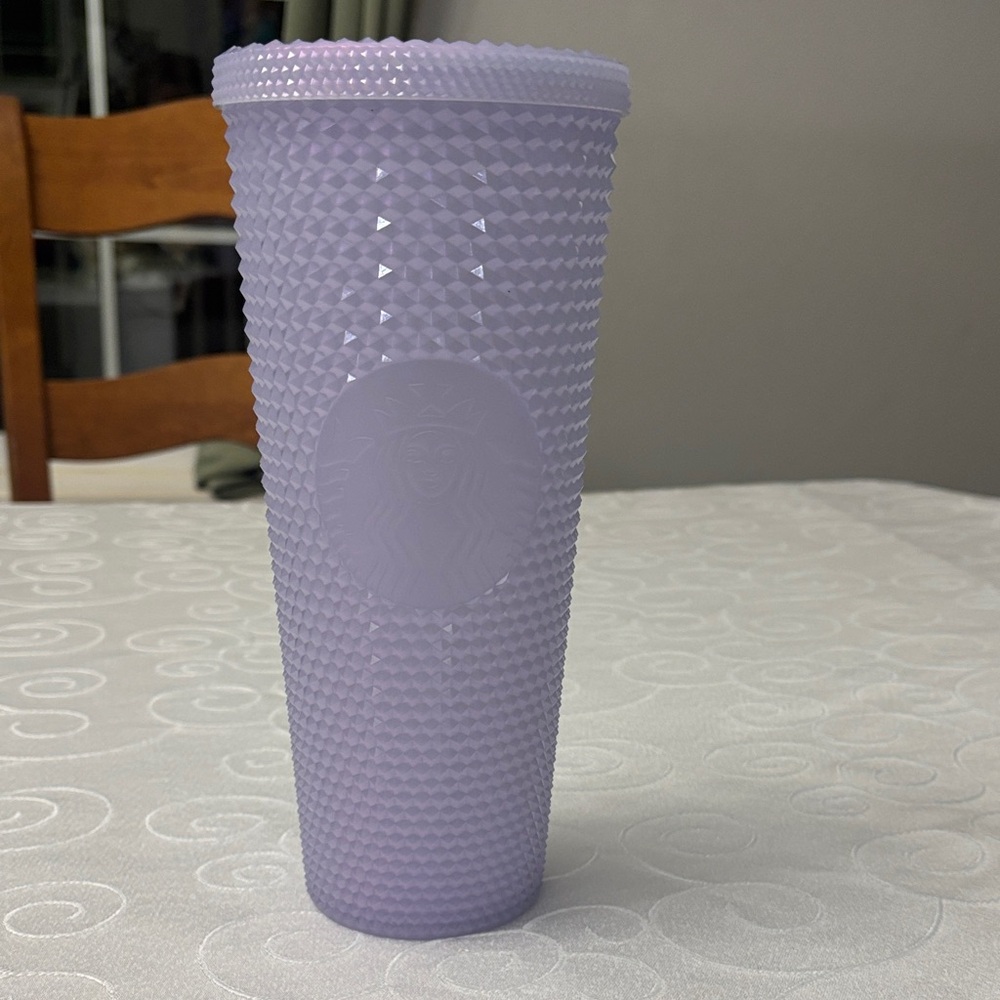STARBUCKS STUDDED ICY WHITE LILAC TUMBLER 24oz